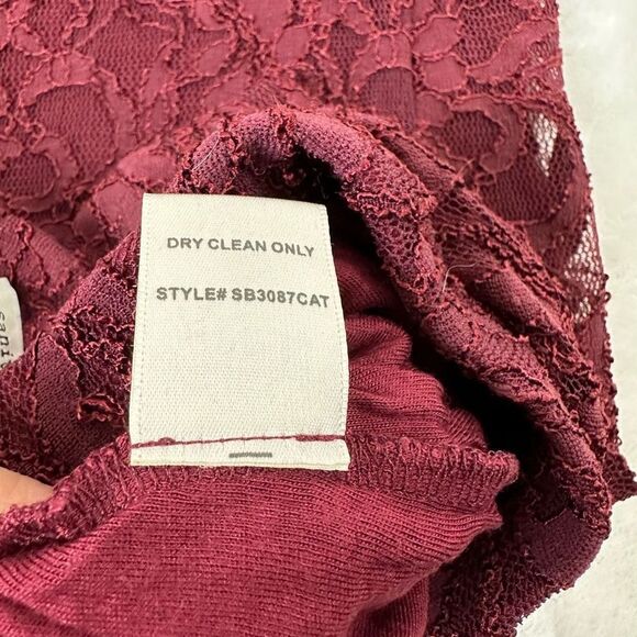 Search For Sanity Womens M All Over Lace Midi Skirt Burgundy Red Straight Pencil - Picture 6 of 8